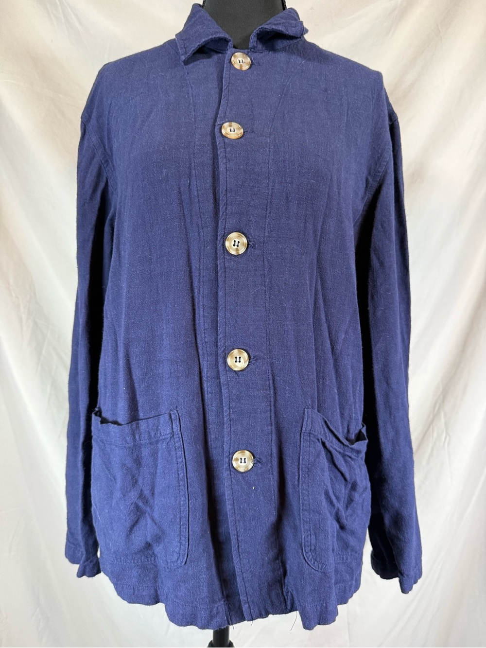 Paul Jones Rayon-Linen Chore Jacket Shacket Navy - Size Medium